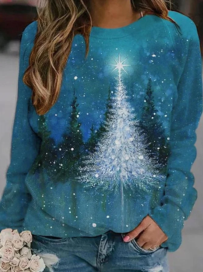 Plants Cotton-Blend Long Sleeve Crew Neck T-shirt