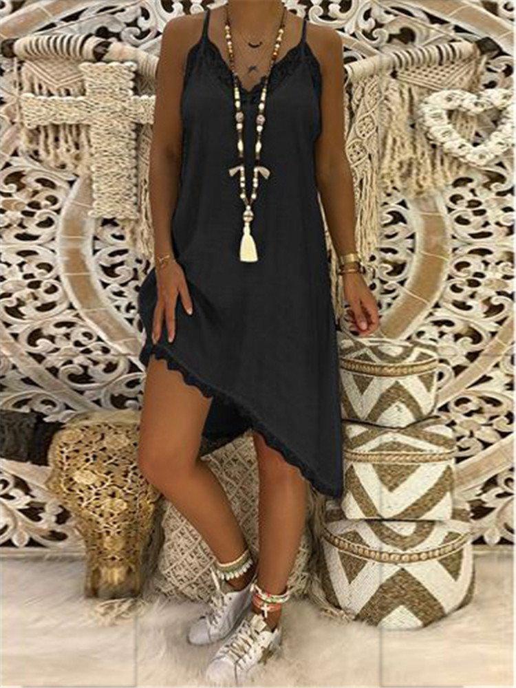 Straped Boho Guipure Lace Casual Dresses