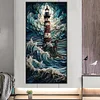 (40*80cm)Lighthouse in the Storm - Round AB Drill Diamond Painting