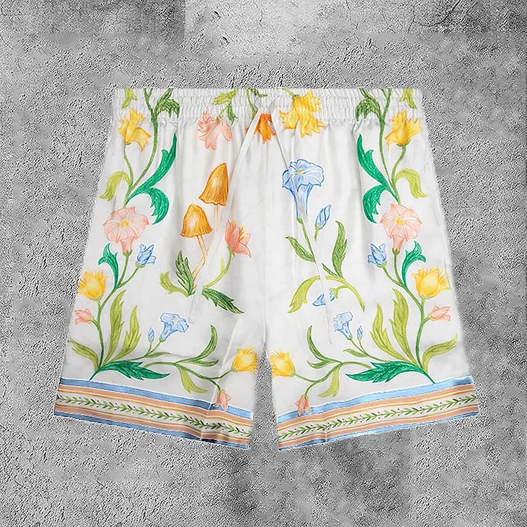 Larche Fleurie Floral Printed Drawstring Panels Style Shorts