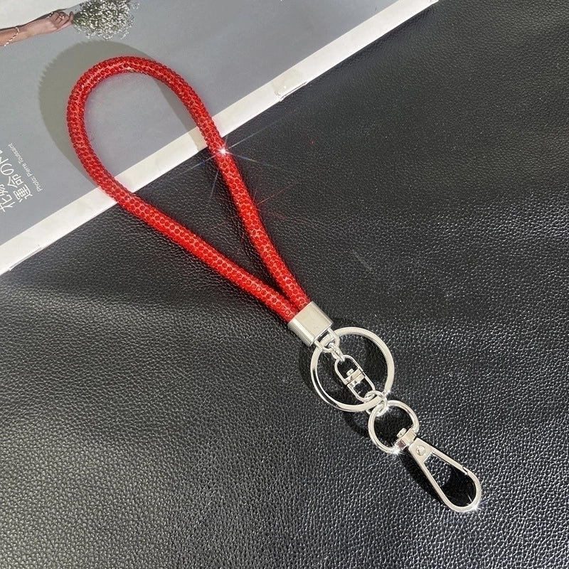 Minimalist Solid Color Rhinestone Inlay Rhinestones Bag Pendant Mobile Phone Chain