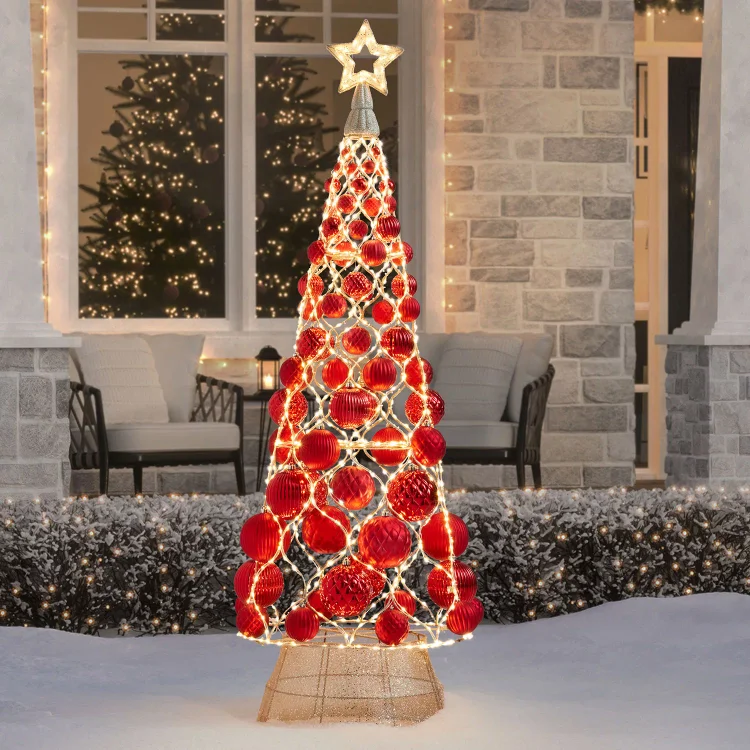 🔥kukelife🔥Pre-Lit Tree with Ornaments -silver