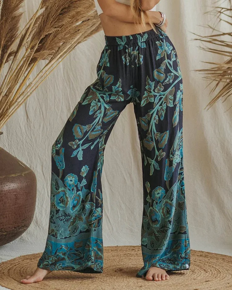 Ladies fashion jacquard loose trousers