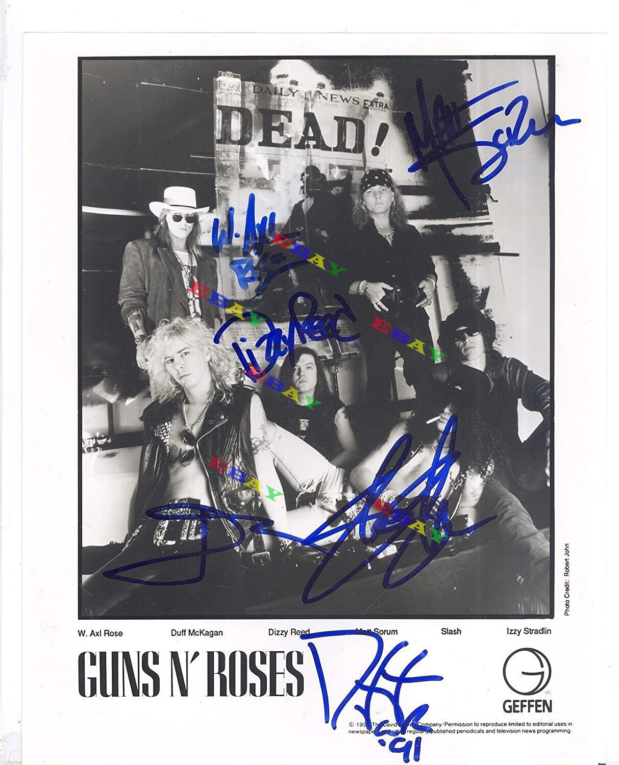 GUNS N' ROSES Autograph Band Autographed signed 8x10 Photo Poster painting Reprint