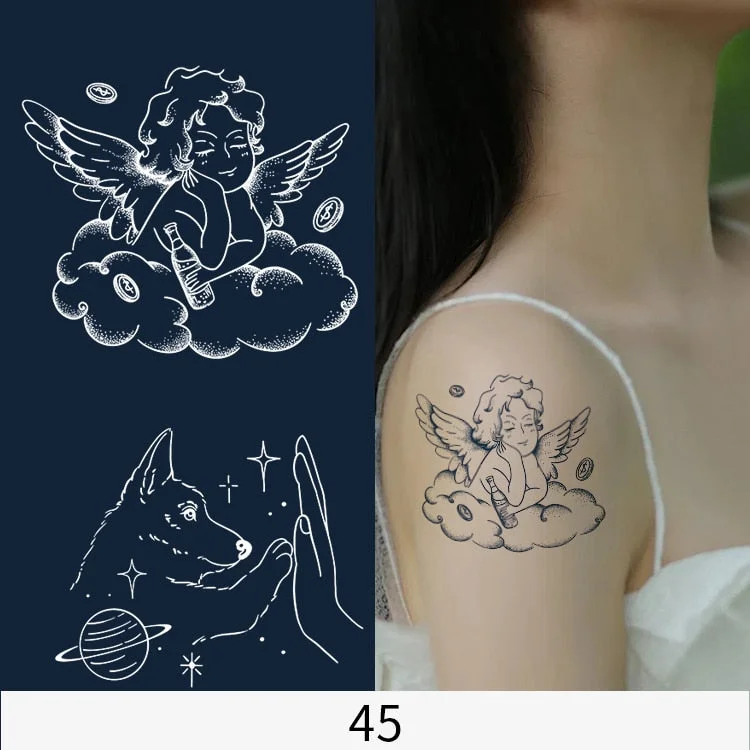 Flower Butterfly Animal Art Festival Comic Text Waterproof Full Body Arm Natural Temporary Tattoo For Men and Women