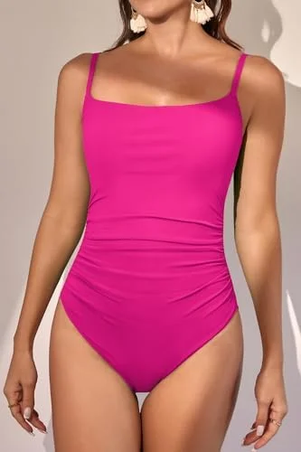 Women's Tummy Control Ruched One Piece Swimsuits