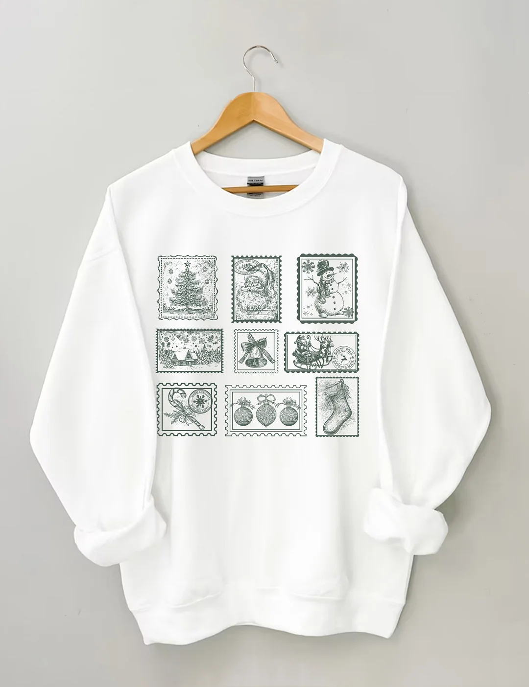 Retro Christmas Postage Stamp Sweatshirt