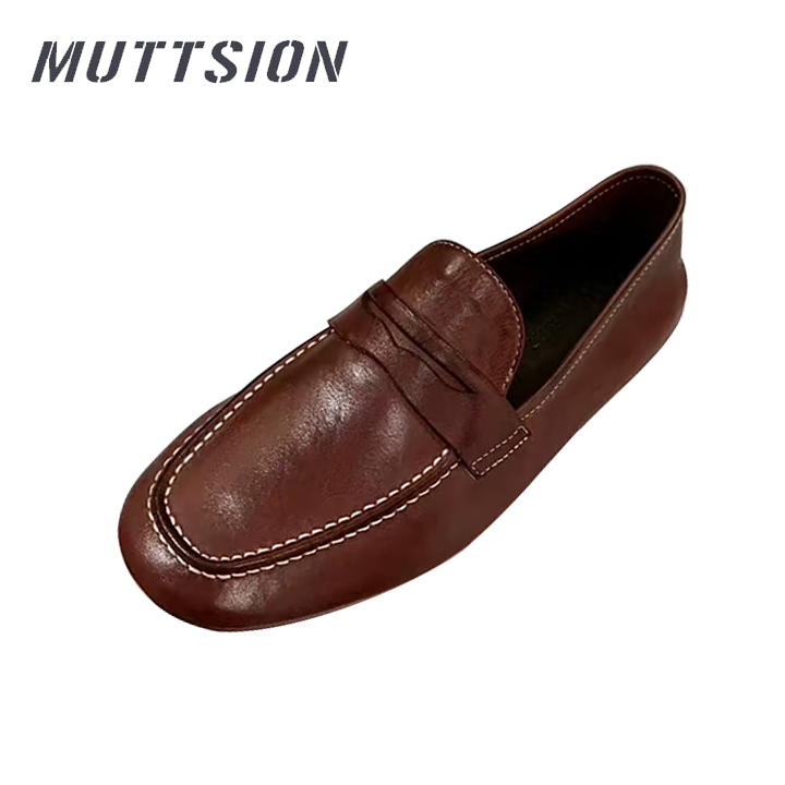 MUTTSION Horsehide Goodyear Craft Retro Business Loafers | Casual Leather Shoes