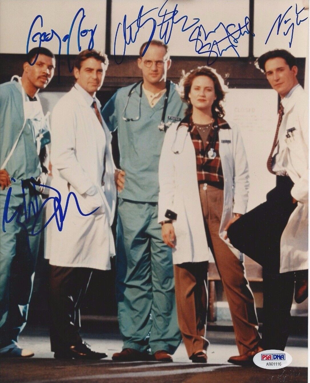 ER Signed 8 x 10 Photo Poster painting w/ PSA LOA - CLOONEY WYLE EDWARDS LaSALLE STRINGFIELD