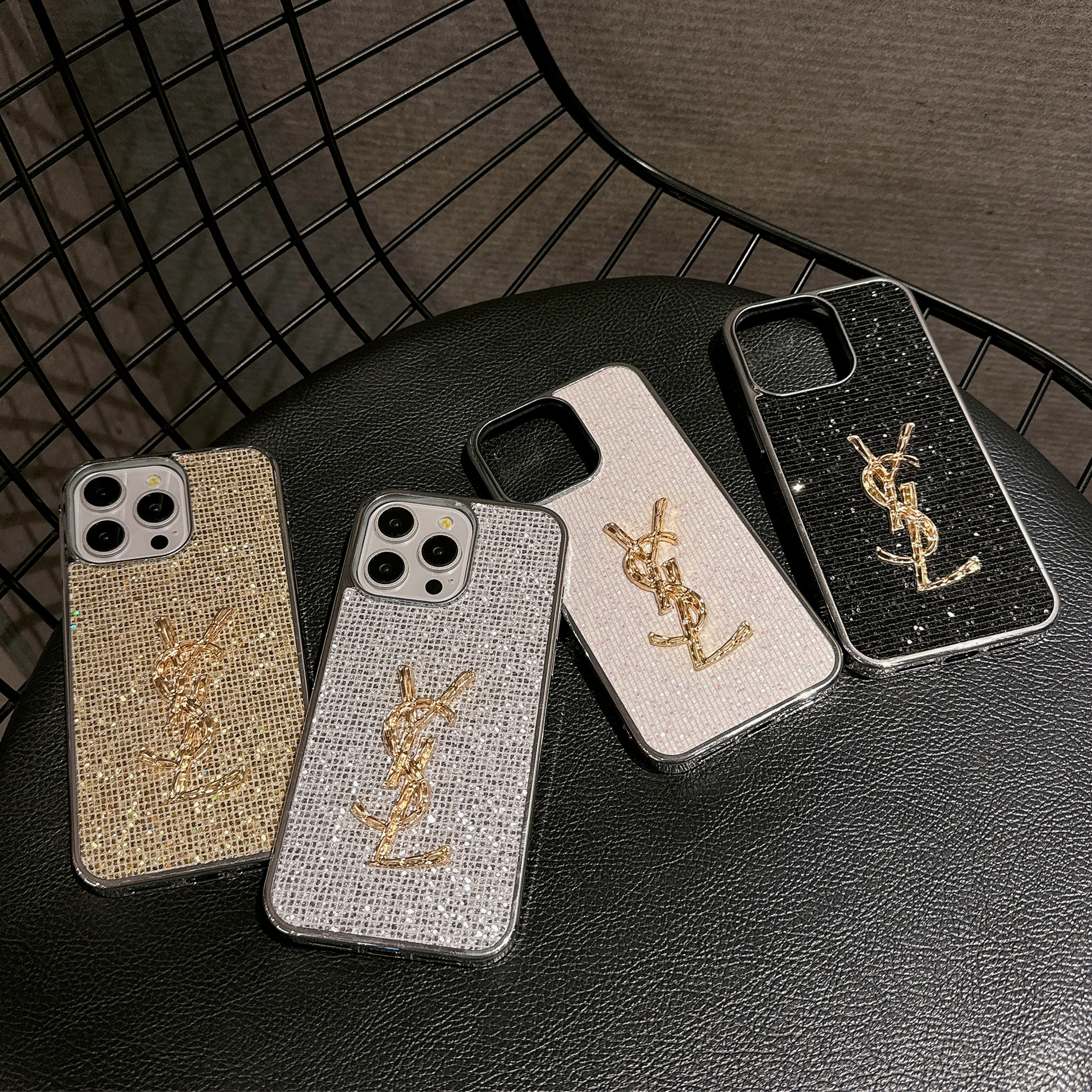 YSL Electroplated Monogram Label Shiny Apple iPhone Case