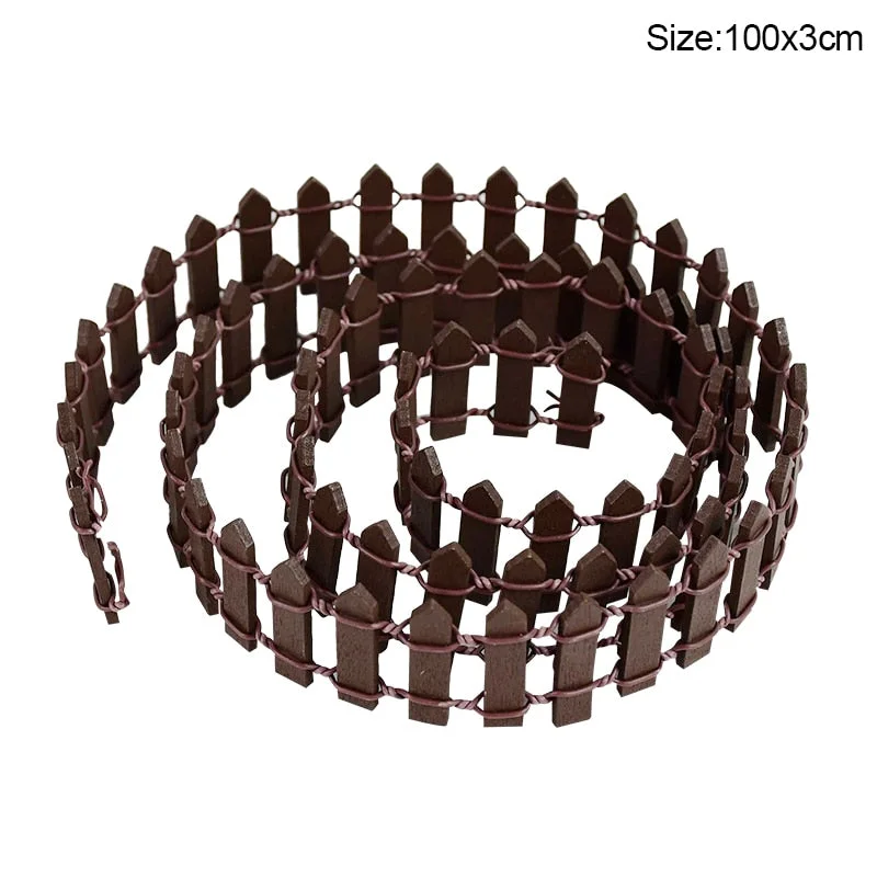 100*5cm/3cm Mini Wooden Fence DIY Miniature Fairy Garden Wood Barrier Dollhouse Showcase Craft Home Decoration Accessories