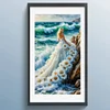 M&auml;dchen in einem blumigen Kleid am Meer - runder Bohrer Diamantmalerei - 40*70cm (gro&szlig;e Gr&ouml;&szlig;e)