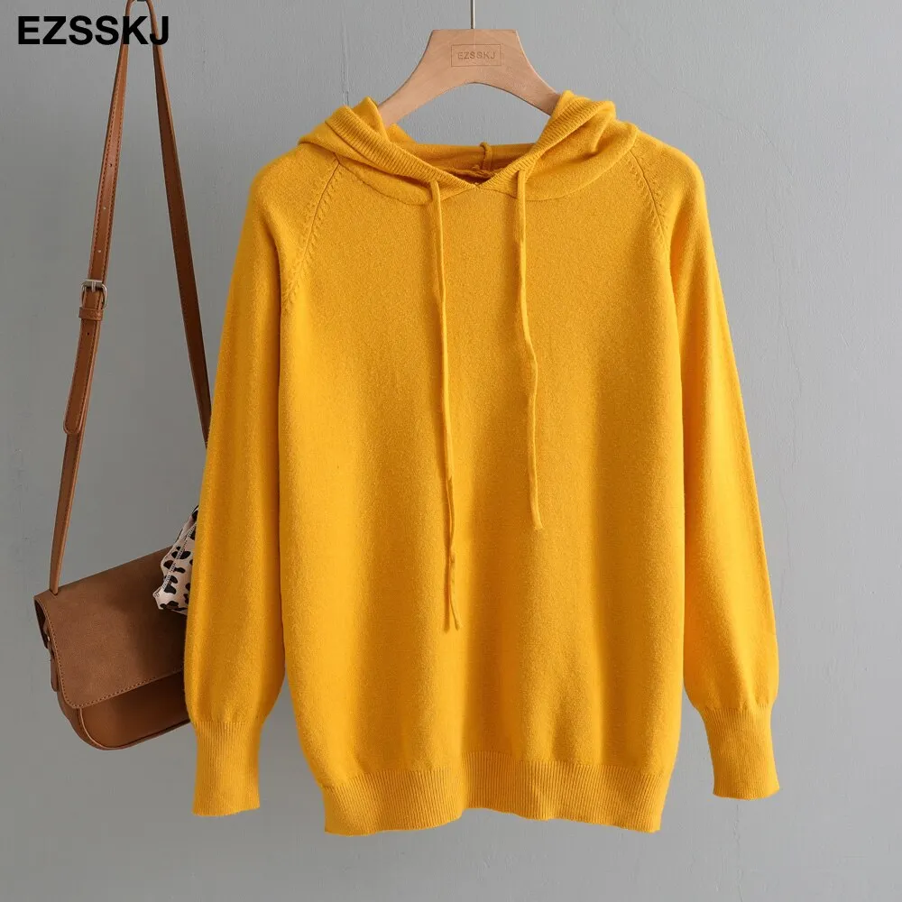 casual Autumn spring hooded sweater Pullovers Women female 2020 loose sweater knit Jumpers top