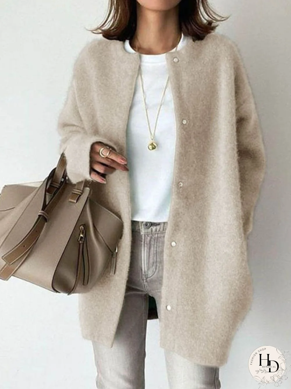Women's Mink Soft Casual Button Front Knit Sweater Coat