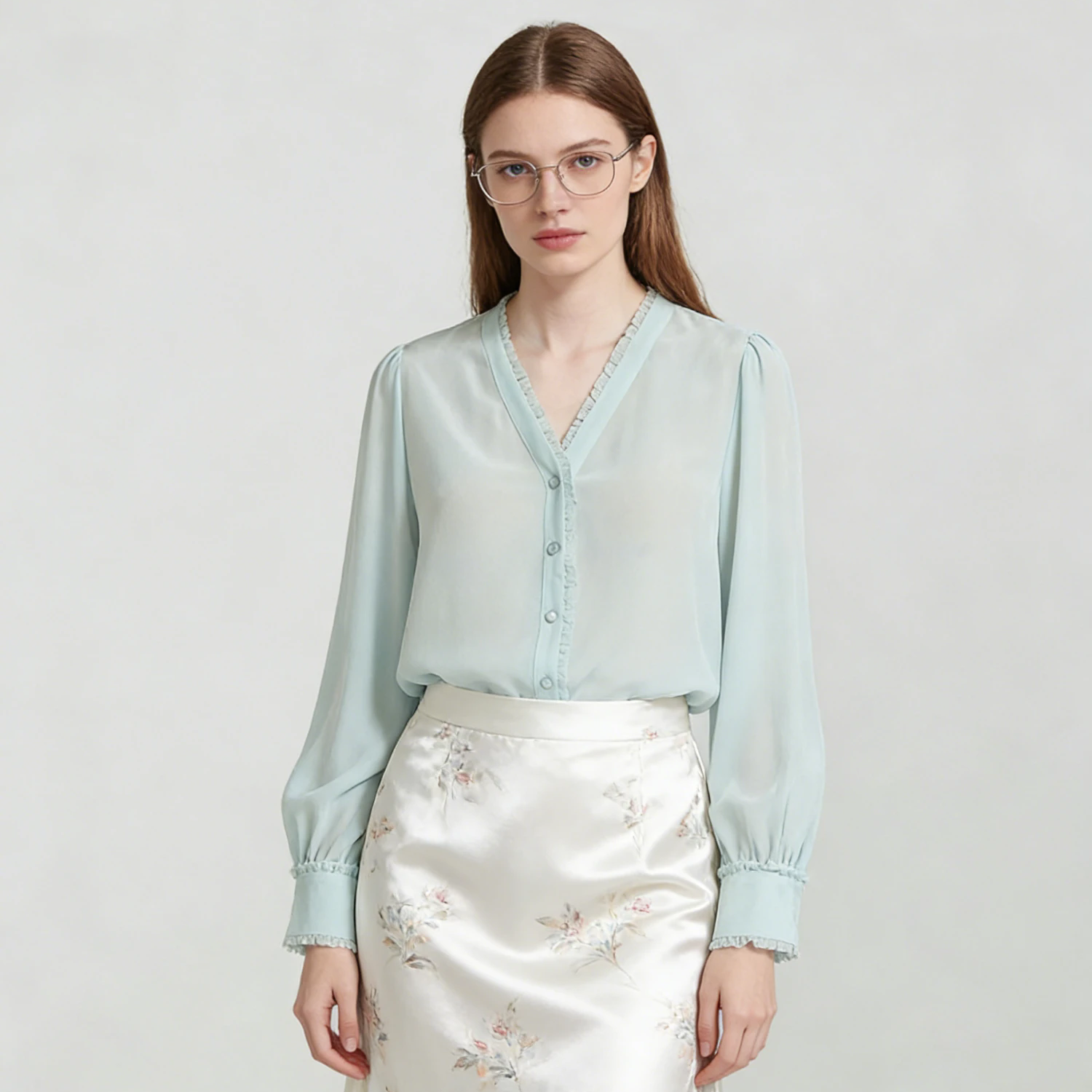 100% Mulberry Silk Shirt Lightweight V-Neck REAL SILK LIFE