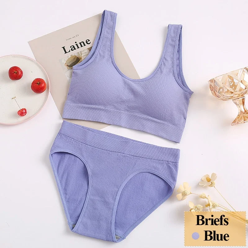 Women Bra Set Female Tube Tops Tank + Panties Vest U-Shaped Back Underwear Seamless Lingerie Female Bralette Backless Crop Tops