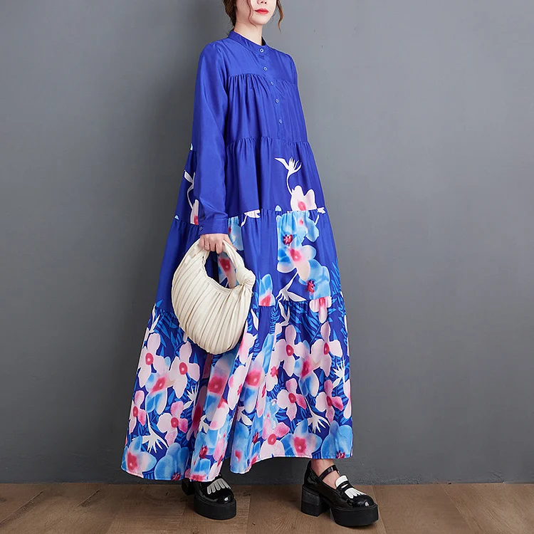 Literary Print Long Sleeve Midi Dress