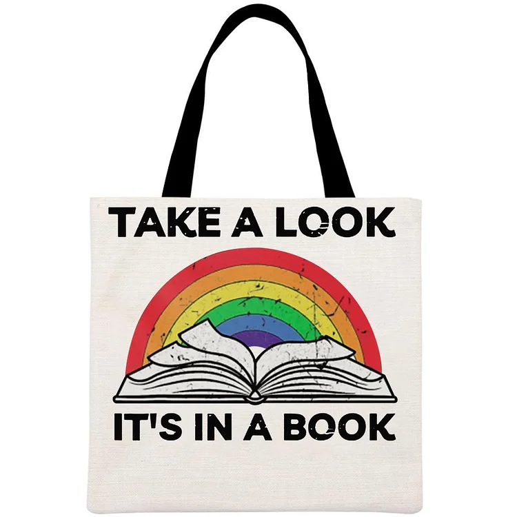 Take a book it's in a book Printed Linen Bag