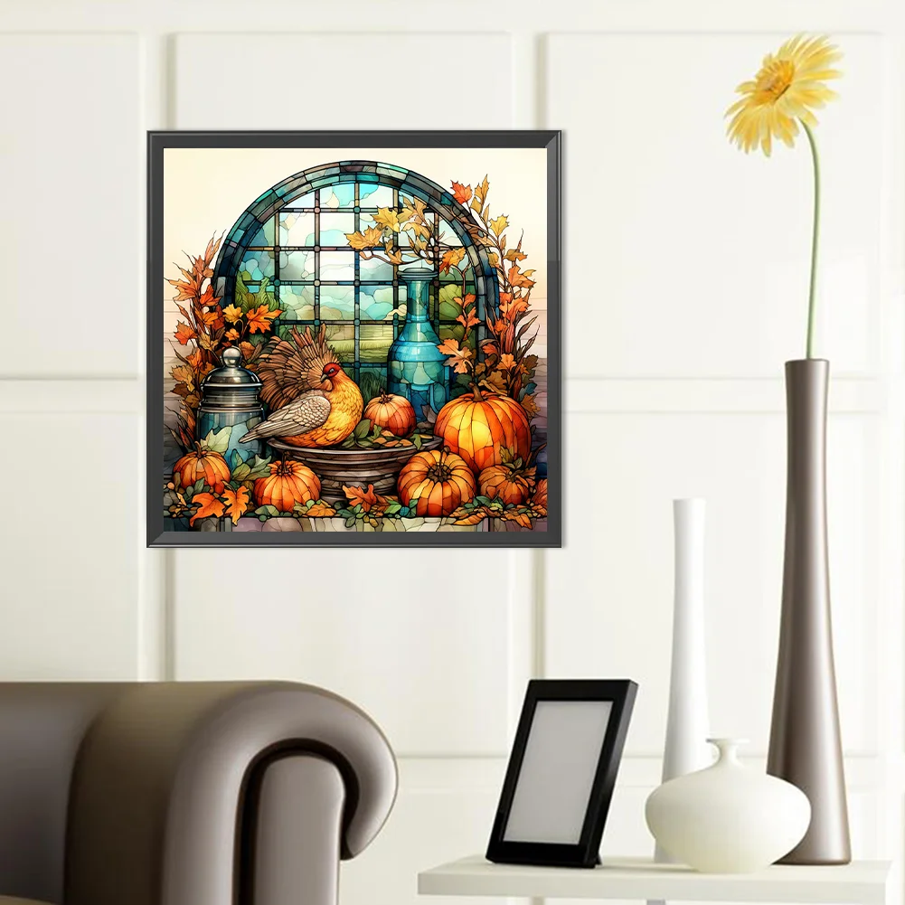 Diamond Painting - Full Round Drill - Pumpkin Turkey(Canvas|40*40cm)