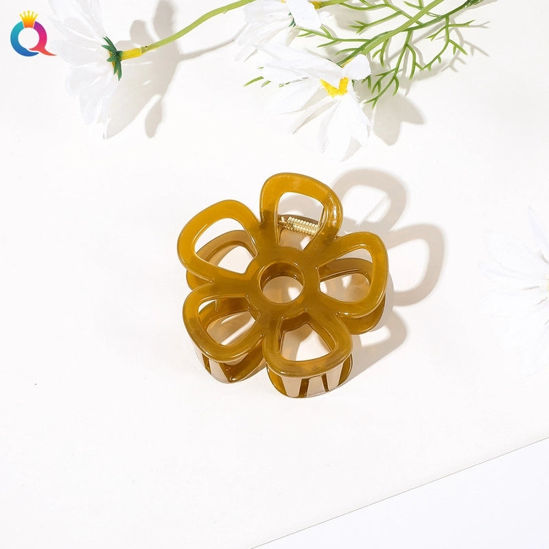 Fashion Flower Plastic Metal Stoving Varnish Hollow Out Hair Claws 1 Piece
