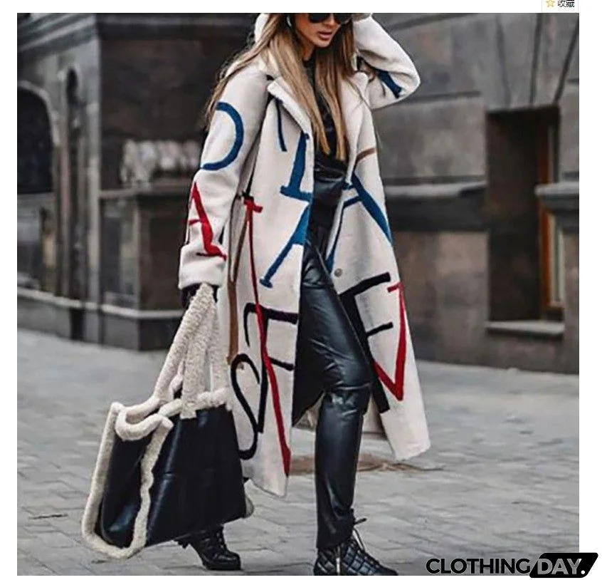 Women Fashion Autumn And Winter Long Sleeve Lapel Over Coat