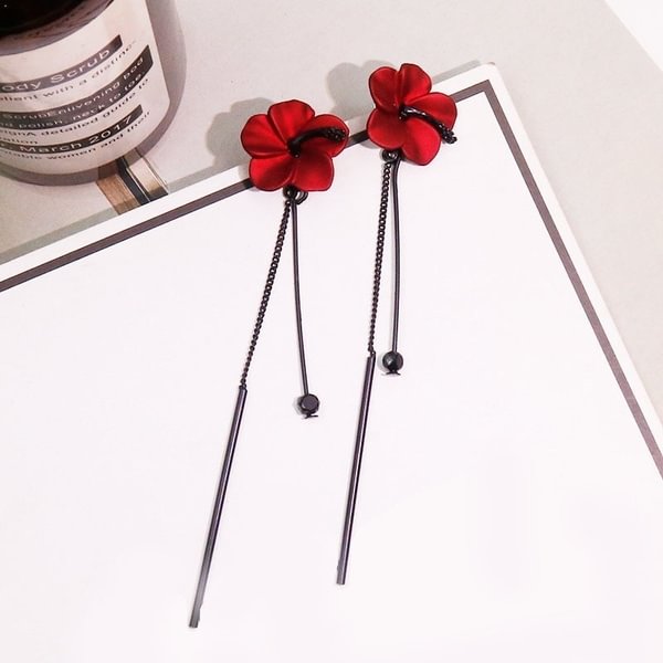Temperament tassel flower fashion all-match long earrings