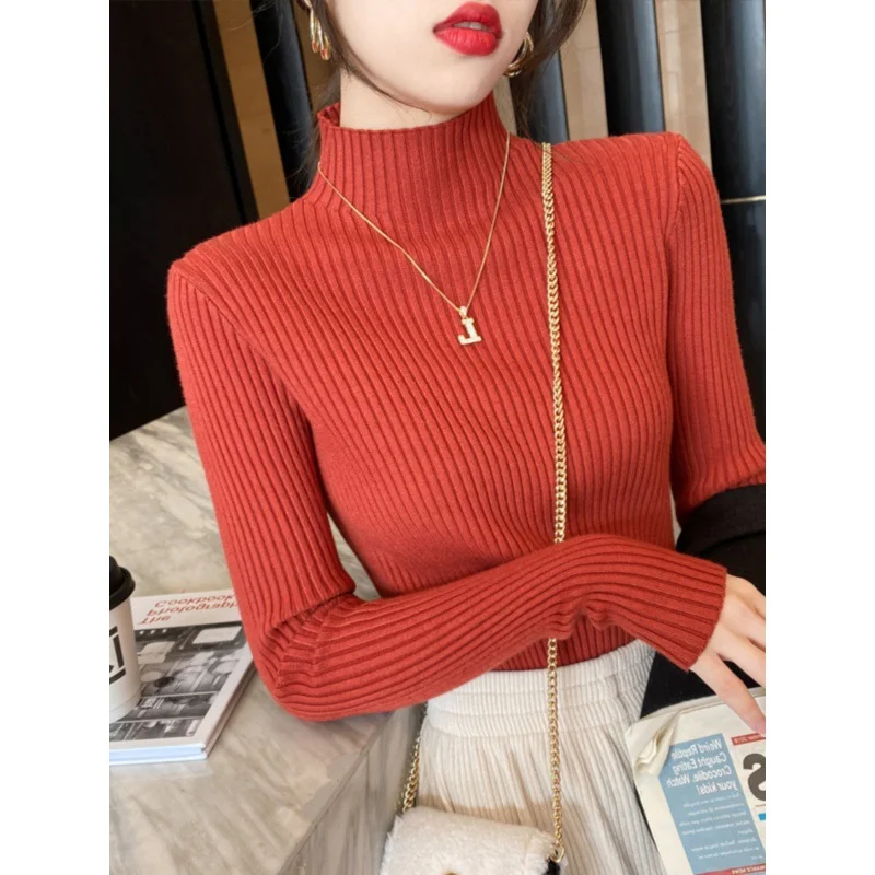 Uveng Uveng Collar Sweater Bottoming Women's Autumn And Winter 2024 New Clothes Fashion Knitted Shirt