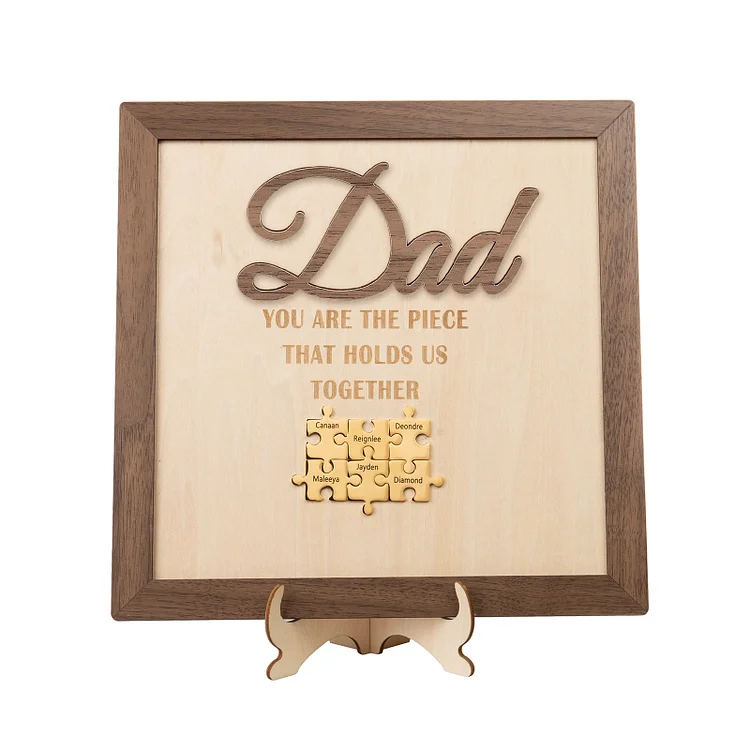 Personalized Dad Puzzle Sign with 6 Names You Are the Piece That Holds Us Together Father's Day Gift
