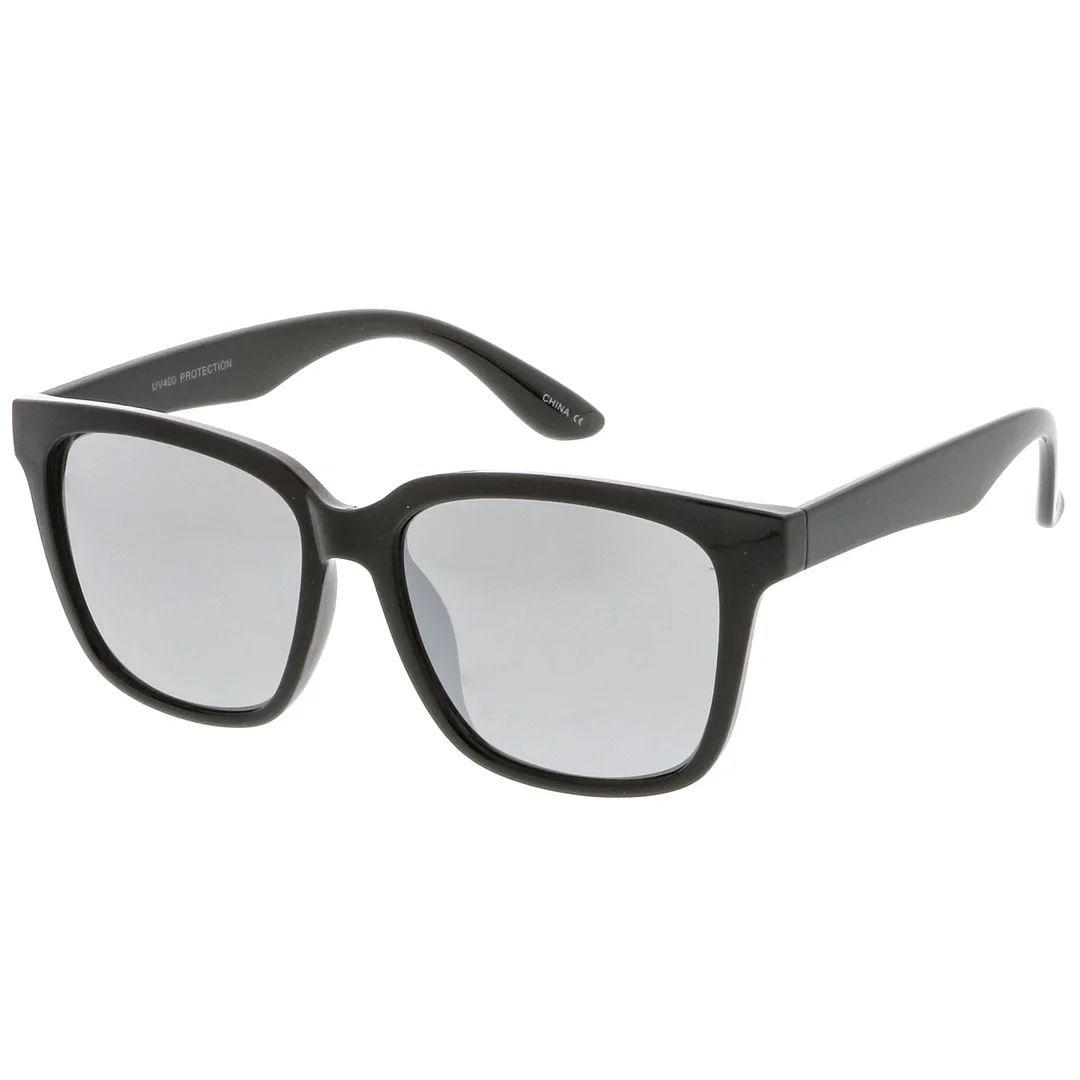 Large Horn Rimmed glasses With Wide Arms Mirrored Square Lens 57mm