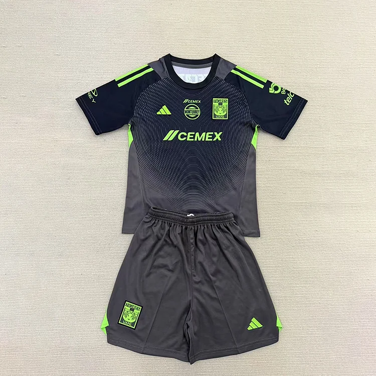 25/26 Tigres UANL Black Goalkeeper Kids Set