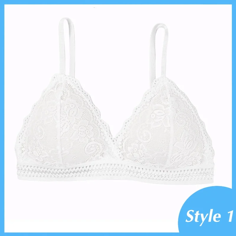 French Style Bralette Seamless Deep V Lace Bra Wireless Thin Underwear Sexy Lingerie Soft Push Up Bras For Women Hot