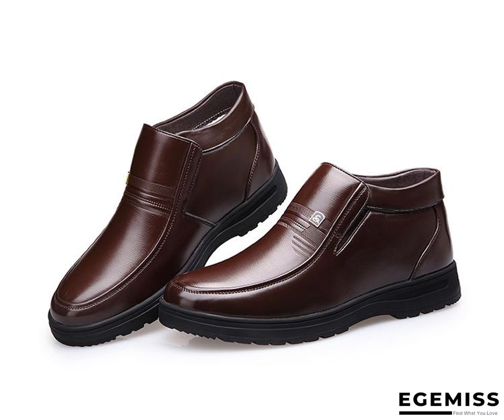 Man Winter Boots Quality Soft Leather Father Shoes Brands White Wool Inner Boots Man Snow Leather Boots | EGEMISS