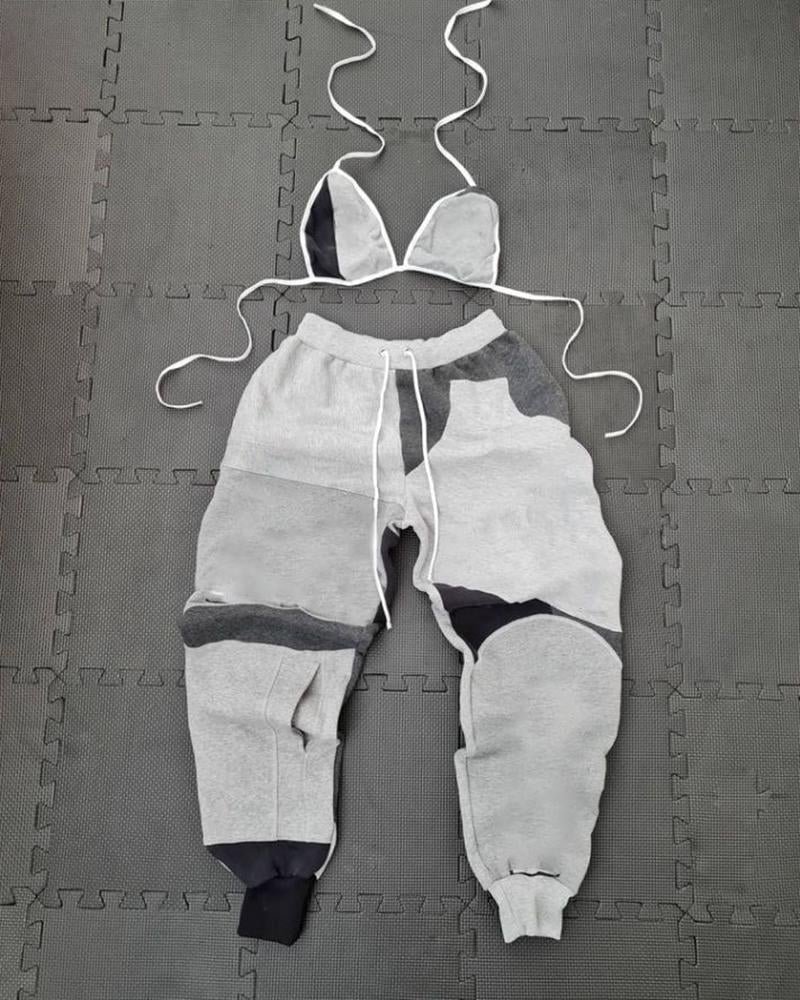 Women's Sporty Patchwork Printed Sets85