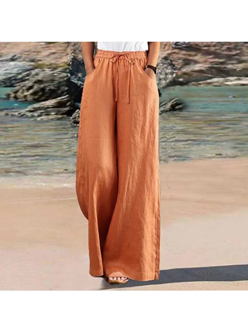 Nigikala Women's Fashionable Solid Color Casual Wide Leg Pants with Elastic Straps for Women's Clothing