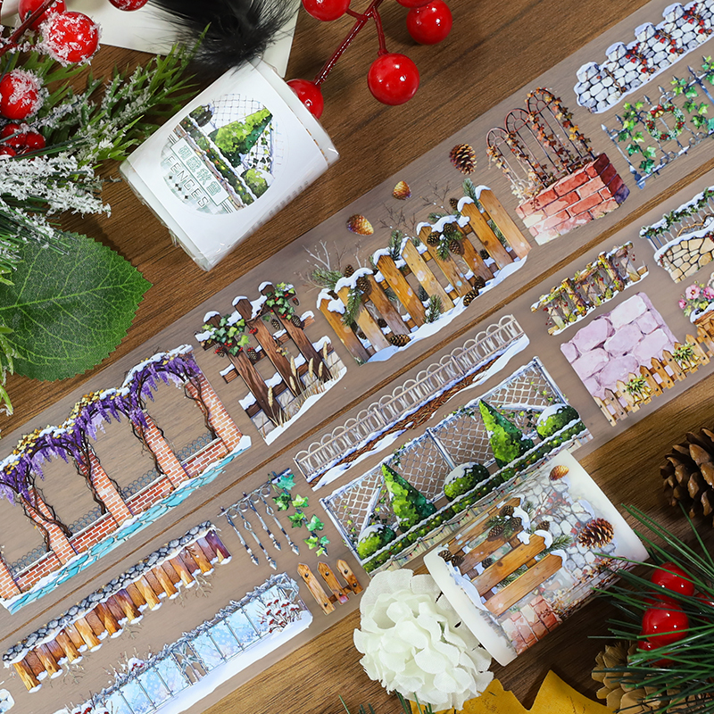 PET 테이프 - 50mm*200cm 빈티지 꽃무늬 울타리 벽