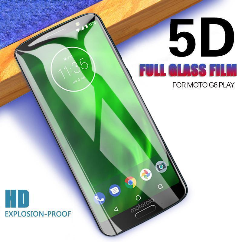 2 Packs 5D Full Cover Tempered Glass Screen Protector for Moto G6 Plus G6 Play G6