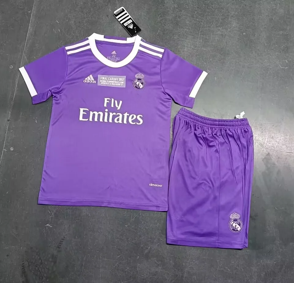 2016-2017 Retro Real Madrid Purple Kids Kit Football Shirt Thai Quality