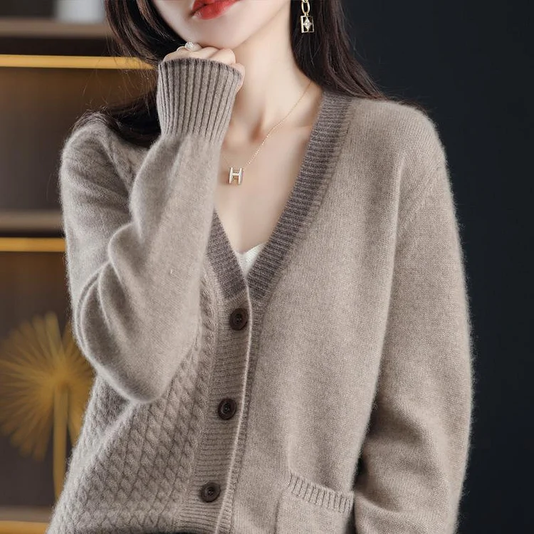Women's V-neck Long Sleeve Loose Knit Cardigans