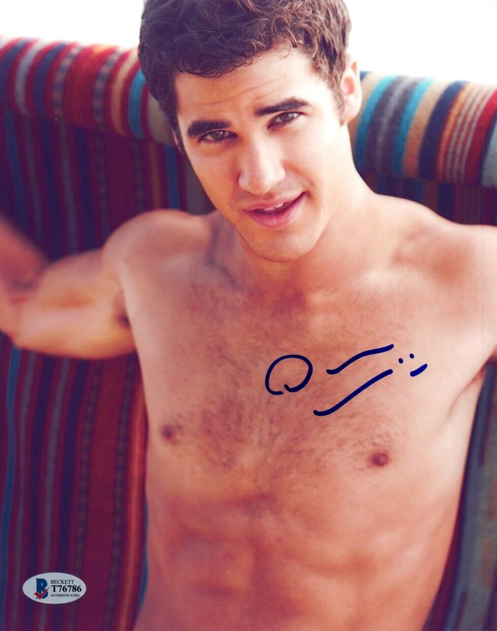 Darren Criss Signed Autograph 8x10 Photo Poster painting Hollywood Glee Shirtless Pose BAS COA