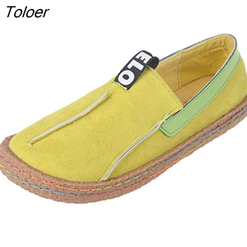 Toloer Women Loafers Casual Shoes Female Round Toe Slip-On Wide Shallow Flats Lady Shoes Oxford Spring Summer Shoes For Women