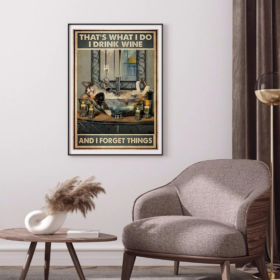 11CT Full Cross Stitch Bathing Cat Stamped DIY Embroidery Animal (40x60cm)