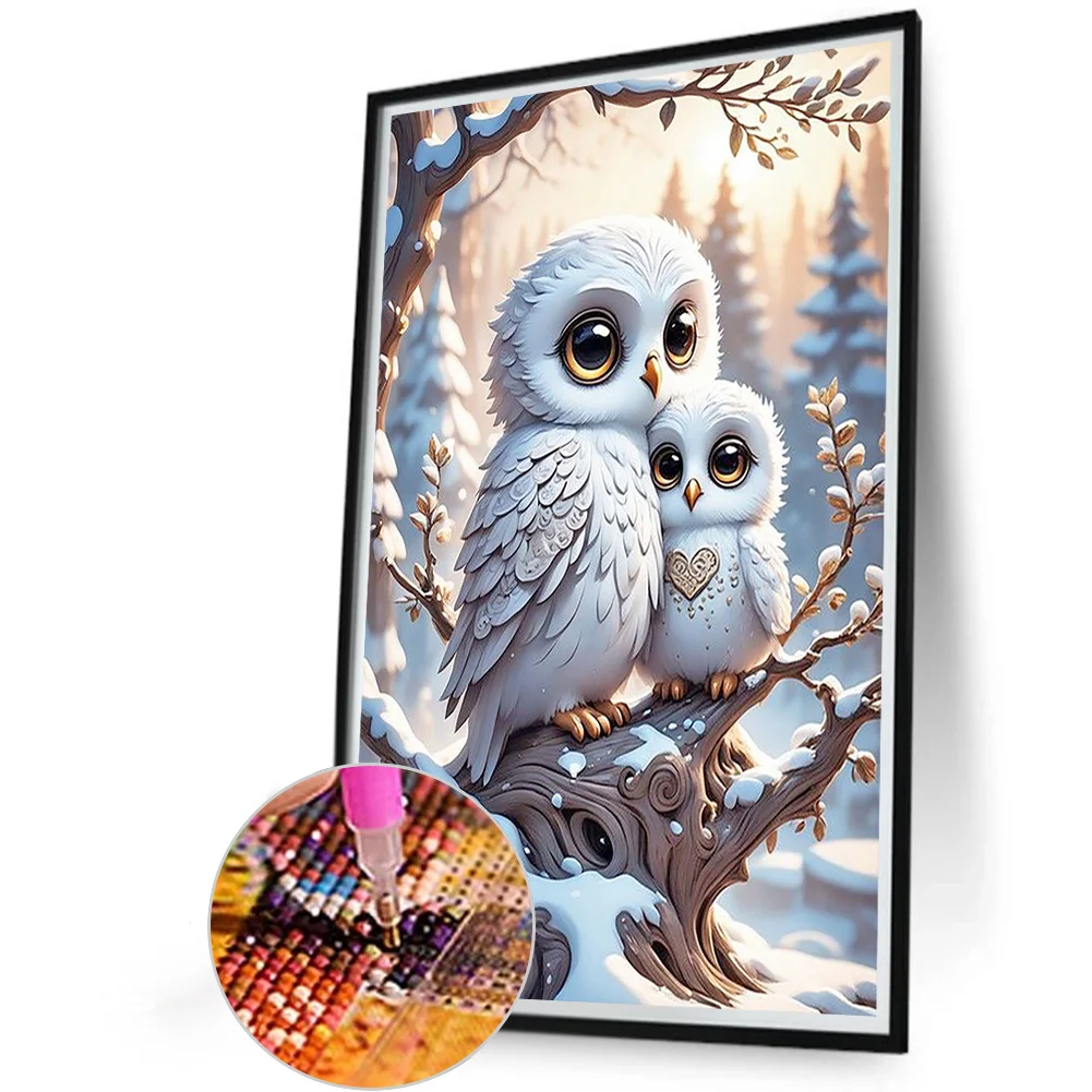 Diamond Painting - Full Round Drill - Winter Owl(Canvas|40*60cm)