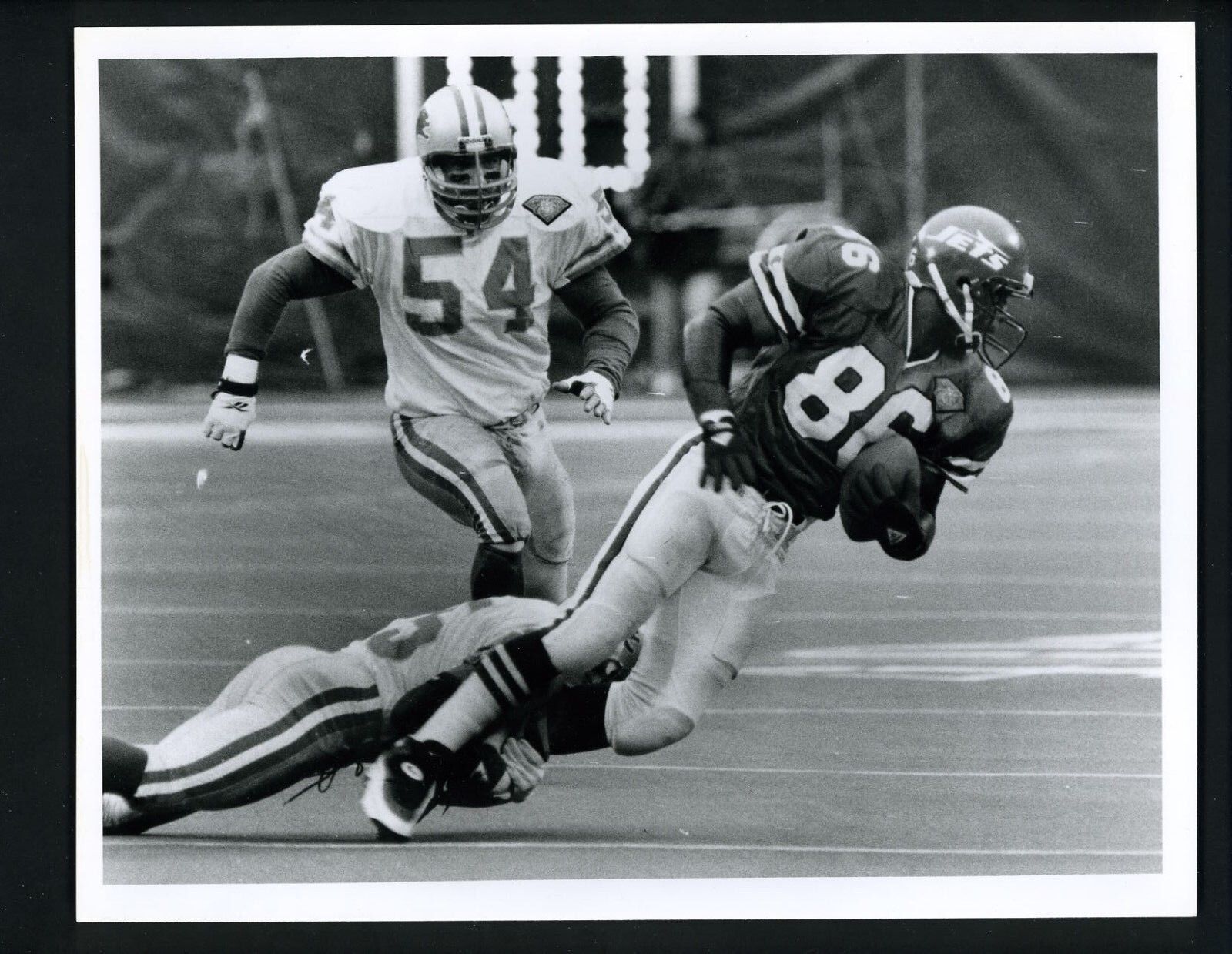 Johnny Mitchell Chris Spielman 1994 Press Original Photo Poster painting by Bob Olen Jets Lions