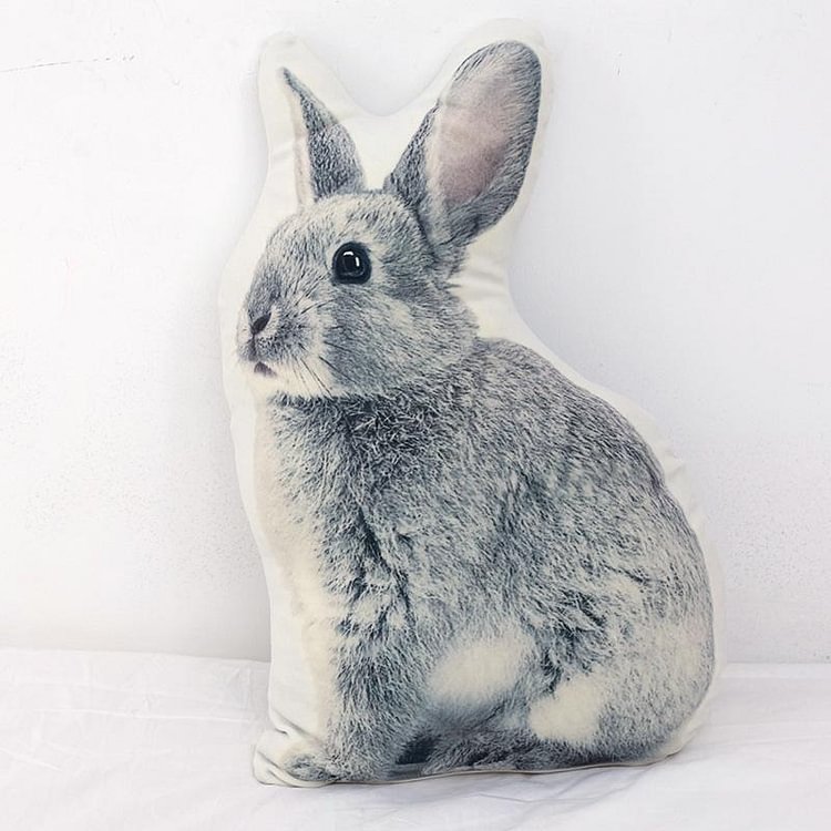Gray Bunny Plush Pillow
