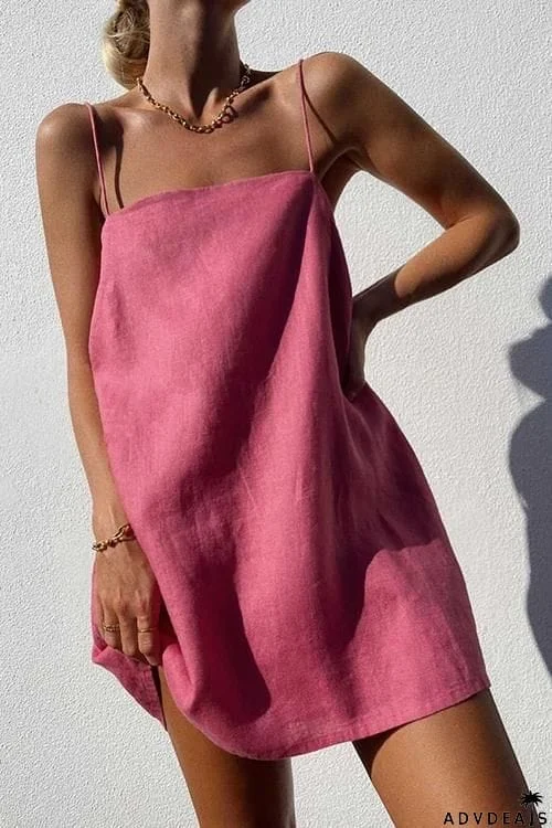 Minimalism Linen Slip Mini Dress