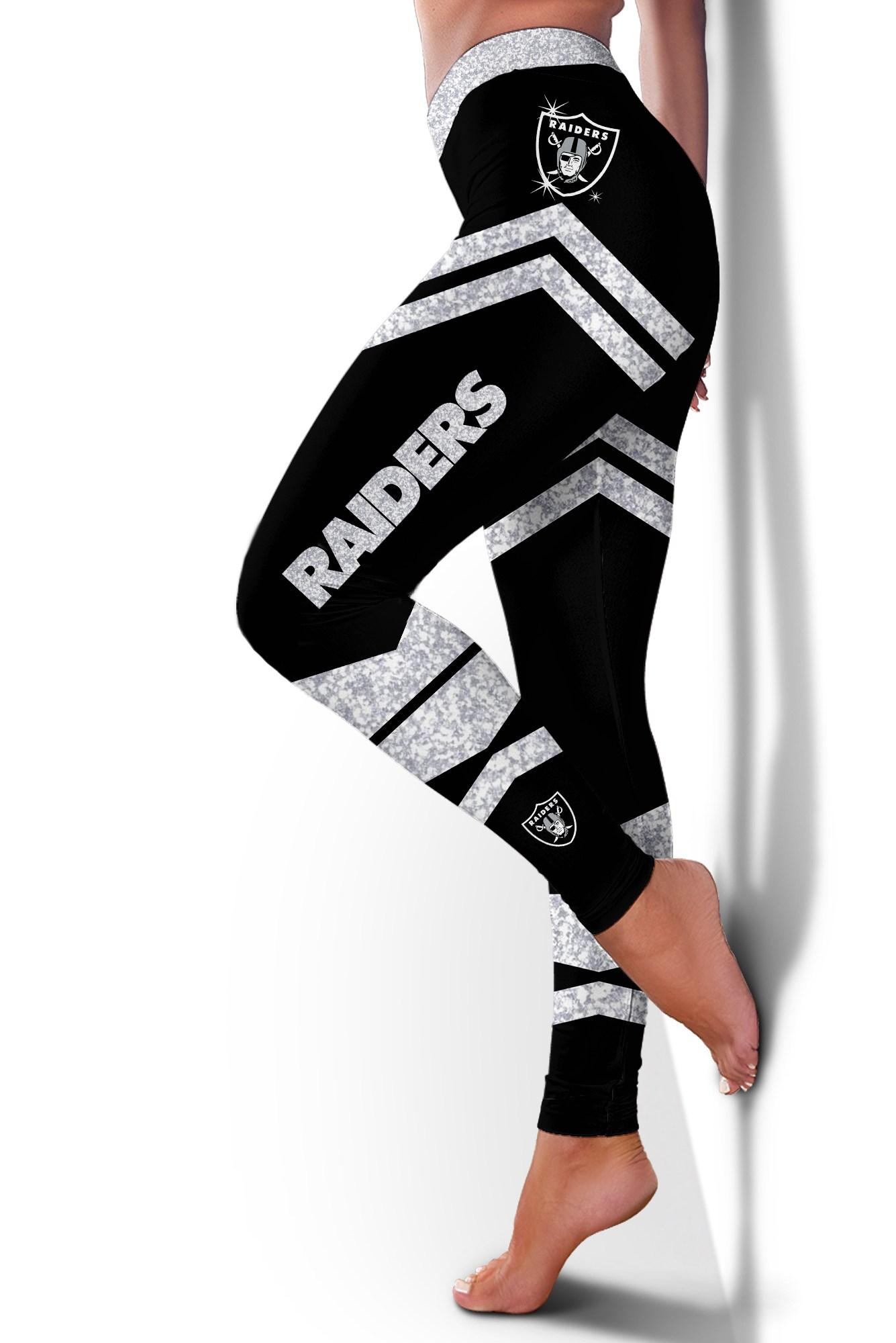 Las Vegas Raiders Logo All Over Print 3D Hollow Glitter Tank Top & Leggings