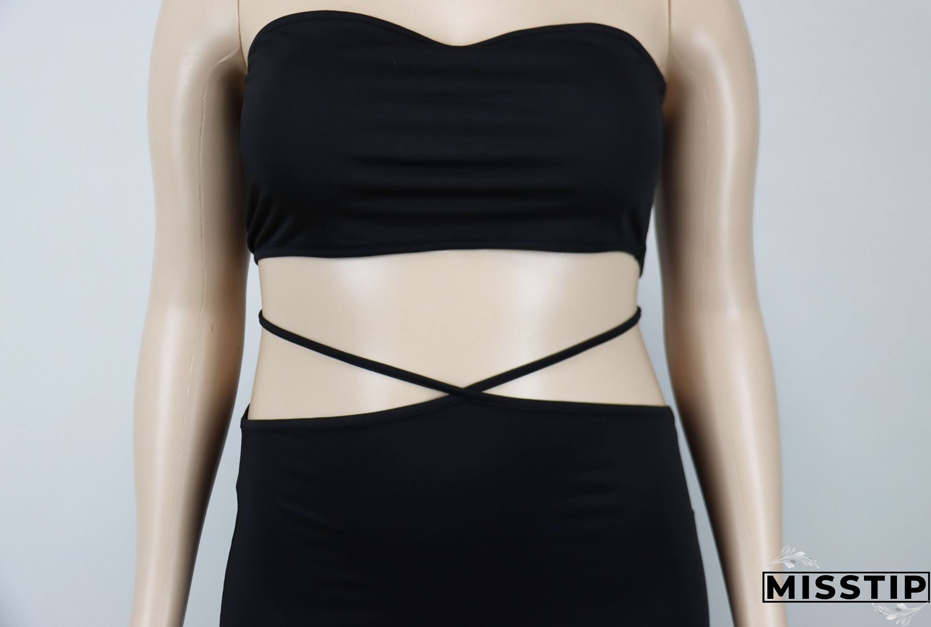 Summer Africa Plus Size Women Strapless Top and Lace Up Skirt Two-piece Set