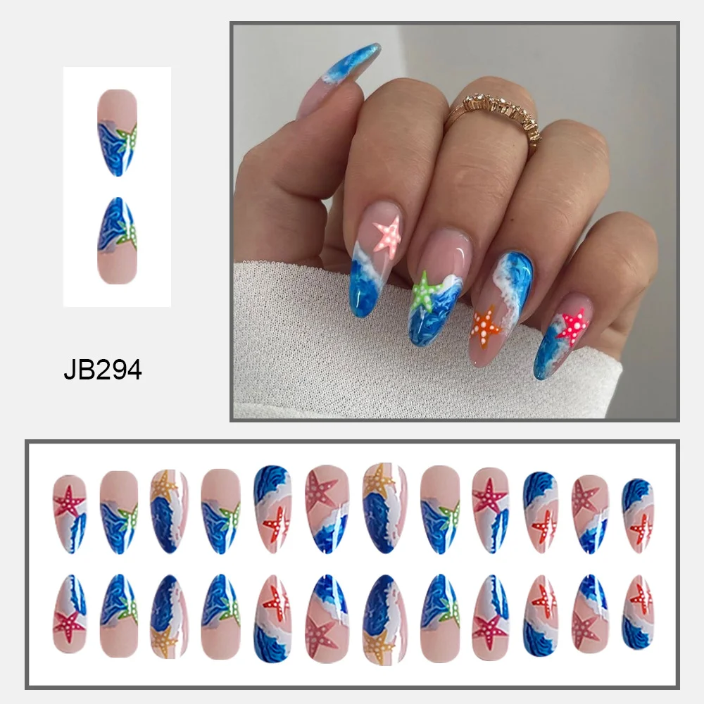 Churchf Churchf Summer Waves Colorful Starfish Wearing Almond Nail Patch Removable Product