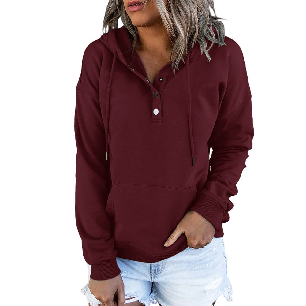 Women's Solid Color Hooded Oversized Long Sleeves Top Hoodies