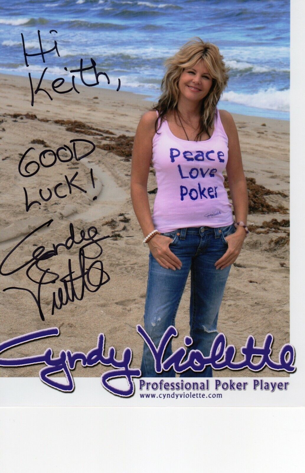 CYNDY VIOLETTE AUTOGRAPH, PROFESSIONAL POKER PLAYER